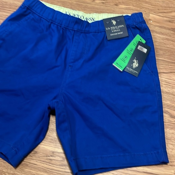 U.S. POLO ASSN Men's stretch jogging shorts blue/yellow XS Extra Small - Picture 3 of 8